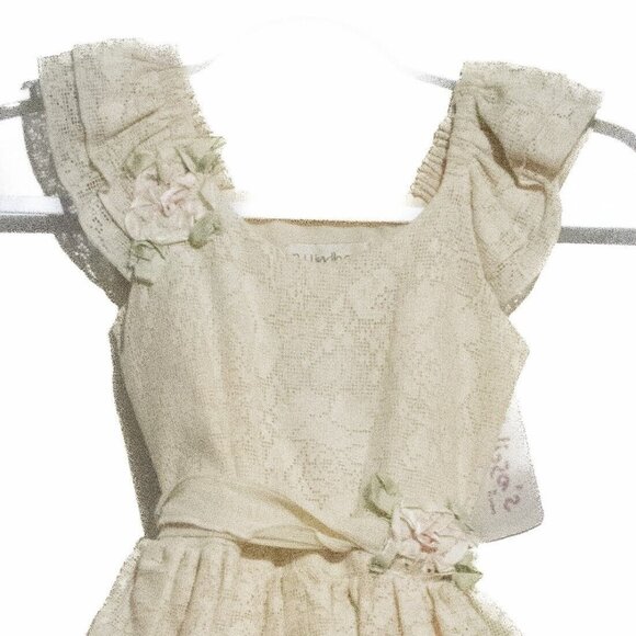 PJ Lindberg Girls White Pajama Set Lace Cap Sleeve Square Neck Solid Size 4 - Picture 2 of 5